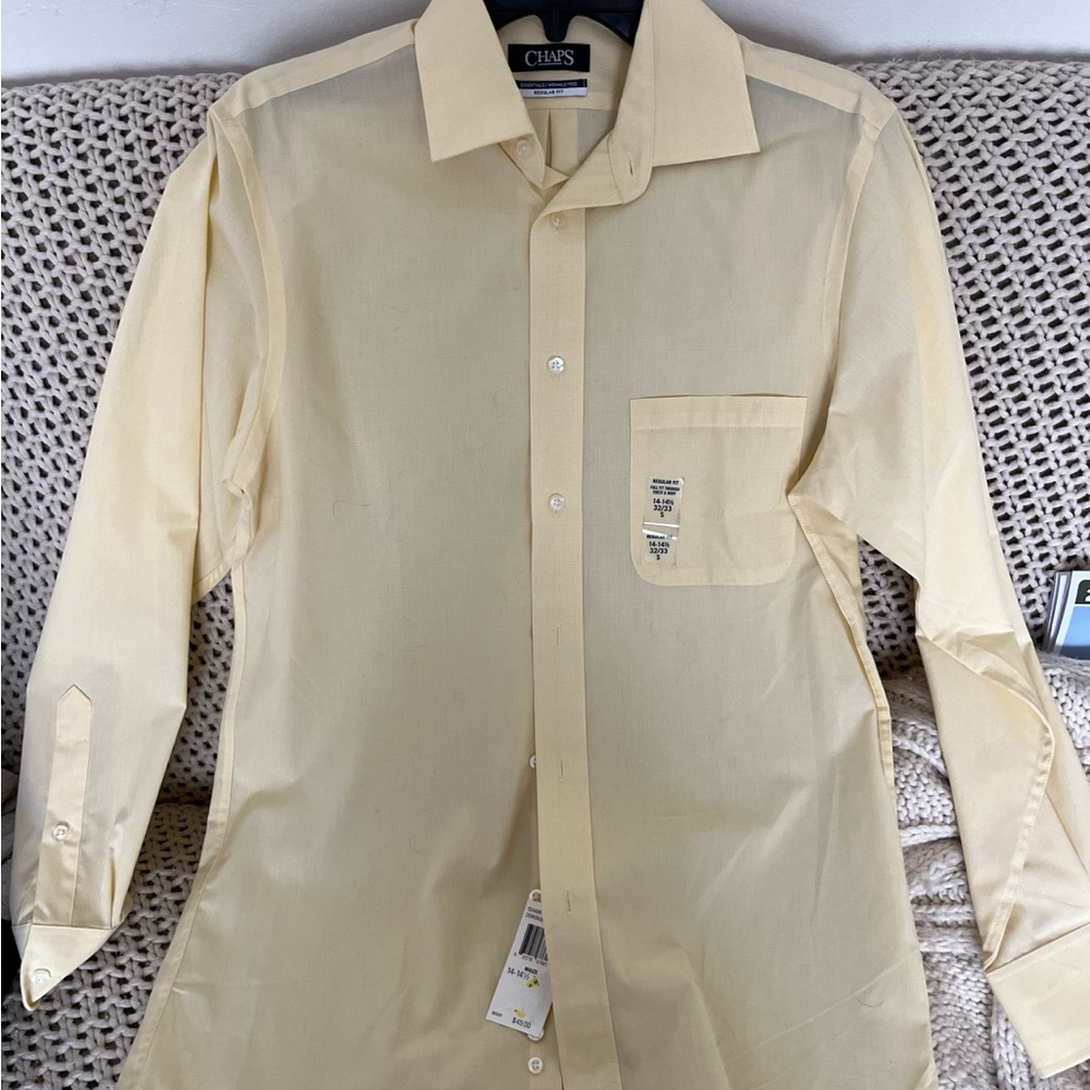 Chaps Men's Light Yellow Dress Shirt  NWT